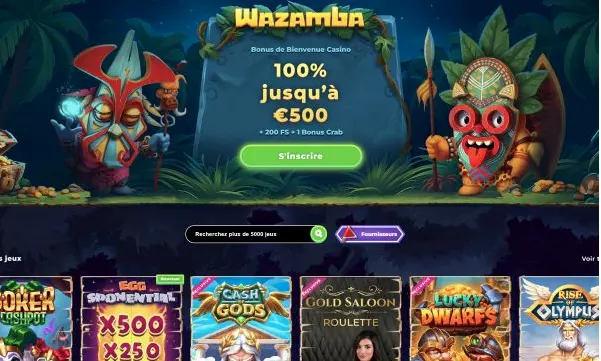 Wazamba mobile screen
